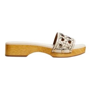 Tory Burch | Basketweave Clog in Calf Leather in Cream